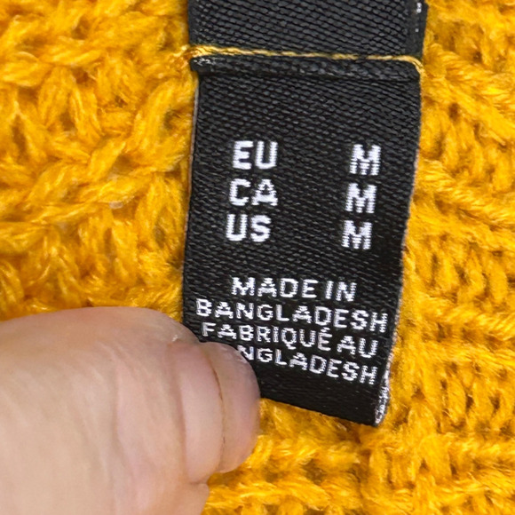 VERO MODA Sweater Womens Medium Mustard Yellow Pullover Sweater Balloon Sleeve - Picture 5 of 10